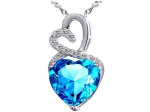 Mabella 4.0cttw Heart Shaped 10mm Created Blue Topaz Pendant in Sterling Silver with 18" Chain Mabella 4.0cttw Heart Shaped 10mm Created Blue Topaz Pendant in Sterling Silver with 18" Chain