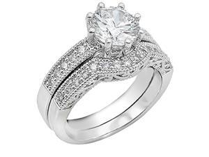 Mabella Fashion 1.9Ct (8mm) Round Cut Sterling Silver Wedding Women's Ring Set - Size 5 Mabella Fashion 1.9Ct (8mm) Round Cut Sterling Silver Wedding Women's Ring Set - Size 5