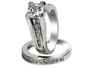 Mabella 1.25Ct (6mm) Princess Cut .925 Sterling Silver Women's Wedding Ring Set - Size 6 Mabella 1.25Ct (6mm) Princess Cut .925 Sterling Silver Women's Wedding Ring Set - Size 6