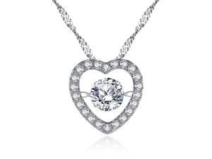 Mabella Sterling Silver 0.50ct Round Cut Cubic Zirconia Heart Style Dancing Pendant with 18” Chain Mabella Sterling Silver 0.50ct Round Cut Cubic Zirconia Heart Style Dancing Pendant with 18” Chain