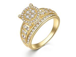 Round Cut Gold Plated Sterling Silver Women Engagement Ring Size 9 Round Cut Gold Plated Sterling Silver Women Engagement Ring Size 9