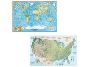 National Geographic Maps US and World Physical Laminated Map Set National Geographic Maps US and World Physical Laminated Map Set