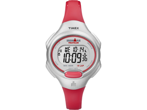 Timex T5K741 Women's Ironman 10 Lap Mid Silver-Tone Case Orange Resin Strap Watch Timex T5K741 Women's Ironman 10 Lap Mid Silver-Tone Case Orange Resin Strap Watch