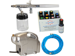 Dual-Action Airbrush CAKE DECORATING AIRBRUSHING KIT with Set of 12 Food Colors Dual-Action Airbrush CAKE DECORATING AIRBRUSHING KIT with Set of 12 Food Colors
