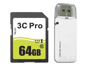 3C Pro 64GB SD SDHC 64GB SDXC Card Class 10 Ultra High Speed UHS-I for Camera & Camcorder with USB 3.0 Card Reader 3C Pro 64GB SD SDHC 64GB SDXC Card Class 10 Ultra High Speed UHS-I for Camera & Camcorder with USB 3.0 Card Reader