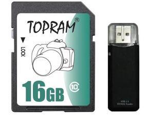 TOPRAM 16GB SD 16GB SDHC Card Class 10 Extreme Speed for Camera & Camcorder with R3 Card Reader TOPRAM 16GB SD 16GB SDHC Card Class 10 Extreme Speed for Camera & Camcorder with R3 Card Reader