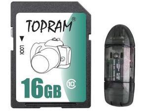 TOPRAM 16GB SD 16GB SDHC Card Class 10 Extreme Speed for Camera & Camcorder with USB 2.0 Reader TOPRAM 16GB SD 16GB SDHC Card Class 10 Extreme Speed for Camera & Camcorder with USB 2.0 Reader