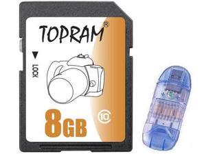 TOPRAM 8GB SD 8GB SDHC Card Class 10 Extreme Speed for Camera & Camcorder with USB Card Reader (bulk pack) TOPRAM 8GB SD 8GB SDHC Card Class 10 Extreme Speed for Camera & Camcorder with USB Card Reader (bulk pack)