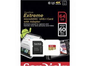 SanDisk 64GB 64G microSDXC Extreme 60MB/s U3 microSD 400X micro SD SDXC Class 10 UHS-I C10 Memory Card SDSDQXN-064G with USB 3.0 Card Reader SanDisk 64GB 64G microSDXC Extreme 60MB/s U3 microSD 400X micro SD SDXC Class 10 UHS-I C10 Memory Card SDSDQXN-064G with USB 3.0 Card Reader