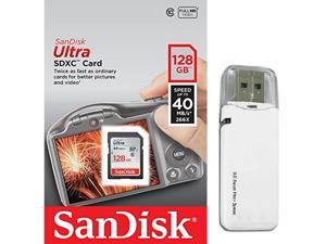 SanDisk 128GB SDXC 128G SD Ultra 40MB/s 266X UHS Secure Digital Extended Capacity Card Class 10 UHS-I with OEM USB 3.0 Card Reader SanDisk 128GB SDXC 128G SD Ultra 40MB/s 266X UHS Secure Digital Extended Capacity Card Class 10 UHS-I with OEM USB 3.0 Card Reader