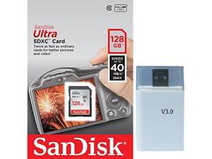 SanDisk 128GB SDXC 128G SD Ultra 40MB/s 266X UHS Secure Digital Extended Capacity Card Class 10 UHS-I with OEM USB 3.0 Card Reader SanDisk 128GB SDXC 128G SD Ultra 40MB/s 266X UHS Secure Digital Extended Capacity Card Class 10 UHS-I with OEM USB 3.0 Card Reader