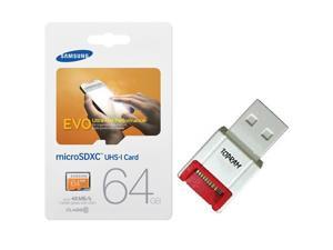 Samsung EVO 64GB microSDXC C10 64G micro SD SDXC UHS-I 48MB/s Class 10 microSD with OEM USB 2.0 Card Reader Samsung EVO 64GB microSDXC C10 64G micro SD SDXC UHS-I 48MB/s Class 10 microSD with OEM USB 2.0 Card Reader