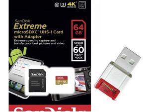 SanDisk 64GB 64G microSDXC Extreme 60MB/s U3 microSD 400X micro SD SDXC Class 10 UHS-I C10 Memory Card SDSDQXN-064G for Samsung Galaxy S4 S5 with USB 2.0 Card Reader SanDisk 64GB 64G microSDXC Extreme 60MB/s U3 microSD 400X micro SD SDXC Class 10 UHS-I C10 Memory Card SDSDQXN-064G for Samsung Galaxy S4 S5 with USB 2.0 Card Reader