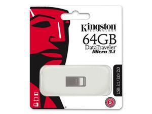 Kingston DataTraveler Micro 3.1 64GB USB 3.1/3.0 64G Type-A Metal Flash Pen Drive DTMC3/64GB with USB Lanyard Kingston DataTraveler Micro 3.1 64GB USB 3.1/3.0 64G Type-A Metal Flash Pen Drive DTMC3/64GB with USB Lanyard