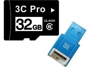 3C Pro 32GB 32G microSD microSDHC micro SD Class 6 C6 Memory Card +R10b Reader 3C Pro 32GB 32G microSD microSDHC micro SD Class 6 C6 Memory Card +R10b Reader