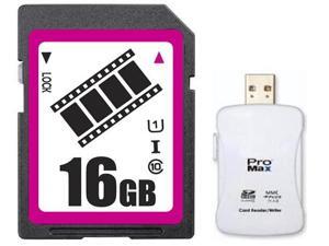 FilmPro 16GB SDHC SD Card Class 10 Ultra High Speed UHS-I for Camera & Camcorder with R16 Reader FilmPro 16GB SDHC SD Card Class 10 Ultra High Speed UHS-I for Camera & Camcorder with R16 Reader
