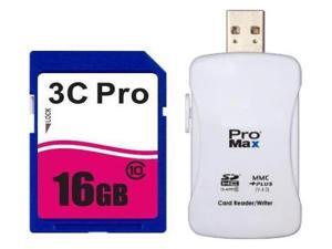 3C Pro 16GB SD 16GB SDHC Card Class 10 Extreme Speed for Camera with R16 Reader 3C Pro 16GB SD 16GB SDHC Card Class 10 Extreme Speed for Camera with R16 Reader