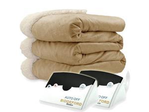Biddeford 6003-9051136-713 Micro Mink and Sherpa Heated Blanket Queen Linen Biddeford 6003-9051136-713 Micro Mink and Sherpa Heated Blanket Queen Linen