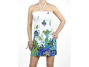 White Green Paisley Halter Dress White Green Paisley Halter Dress