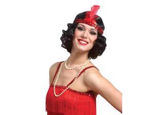 Curly Flapper W/Hdband Black Wig Curly Flapper W/Hdband Black Wig