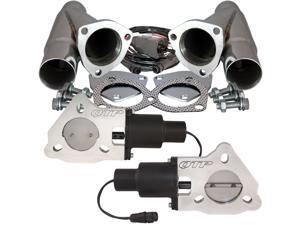 QTP Dual 2.25" 2-1/4" Electric Exhaust Valve & Stainless Cutouts Y-Pipes QTP Dual 2.25" 2-1/4" Electric Exhaust Valve & Stainless Cutouts Y-Pipes