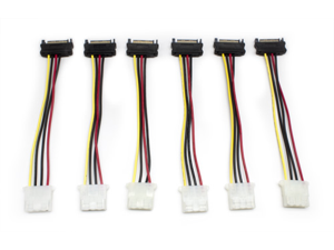 Aleratec 6" 4 Pin Molex to 15 Pin SATA Cable Adapter, 6-Pack Combo Aleratec 6" 4 Pin Molex to 15 Pin SATA Cable Adapter, 6-Pack Combo