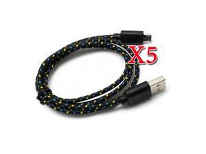5 Pack Lot 6FT USB2.0 A to Micro B Data Sync Charge Cable Fabric Cord For Samsung Kindle Fire Nook HTC Blackberry Motorola (Black) 5 Pack Lot 6FT USB2.0 A to Micro B Data Sync Charge Cable Fabric Cord For Samsung Kindle Fire Nook HTC Blackberry Motorola (Black)