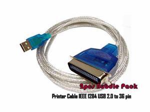 Premium 2 Pack 5.5 ft Long USB 36 pin Male Parallel Printer Adapter Cable/Cord/Wire Premium 2 Pack 5.5 ft Long USB 36 pin Male Parallel Printer Adapter Cable/Cord/Wire