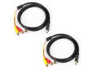 2 X HDMI Male to 3 RCA Video Audio AV Cable For HDTV DVD 1080P HDMI to 3rca Cable - Black 2 X HDMI Male to 3 RCA Video Audio AV Cable For HDTV DVD 1080P HDMI to 3rca Cable - Black