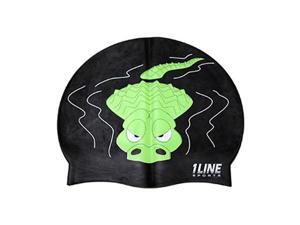 1Line Sports Gator Silicone Swim Cap Black 1Line Sports Gator Silicone Swim Cap Black