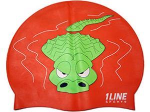 1Line Sports Gator Silicone Swim Cap Orange 1Line Sports Gator Silicone Swim Cap Orange