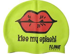 1Line Sports Kiss My Splash Silicone Swim Cap Green 1Line Sports Kiss My Splash Silicone Swim Cap Green