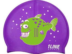 1Line Sports Happy Fish Silicone Swim Cap Purple 1Line Sports Happy Fish Silicone Swim Cap Purple