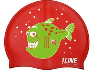 1Line Sports Happy Fish Silicone Swim Cap Red 1Line Sports Happy Fish Silicone Swim Cap Red