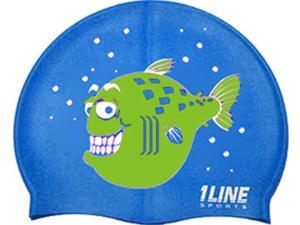 1Line Sports Happy Fish Silicone Swim Cap Royal 1Line Sports Happy Fish Silicone Swim Cap Royal