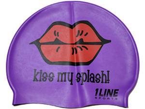 1Line Sports Kiss My Splash Silicone Swim Cap Purple 1Line Sports Kiss My Splash Silicone Swim Cap Purple