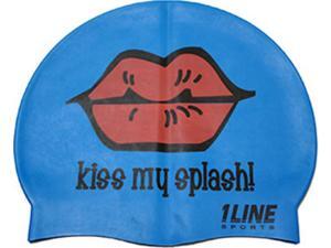 1Line Sports Kiss My Splash Silicone Swim Cap Royal 1Line Sports Kiss My Splash Silicone Swim Cap Royal