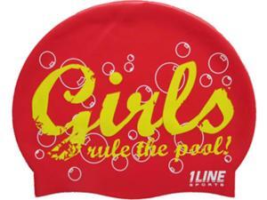 1Line Sports Girls Rule Silicone Swim Cap Red 1Line Sports Girls Rule Silicone Swim Cap Red