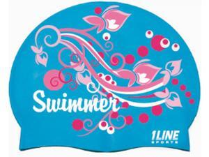 1Line Sports Swimmer Swirl Silicone Swim Cap Royal 1Line Sports Swimmer Swirl Silicone Swim Cap Royal