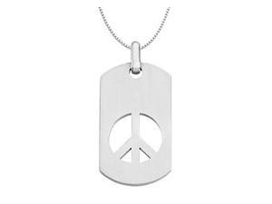 Peace Sign Dog Tag Pendant Rhodium Plating 925 Sterling Silver 50.25X23.50 MM Peace Sign Dog Tag Pendant Rhodium Plating 925 Sterling Silver 50.25X23.50 MM