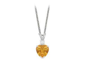 Heart Shaped Citrine and Cubic Zirconia Pendant Necklace in Sterling Silver.1.02ct.tw Heart Shaped Citrine and Cubic Zirconia Pendant Necklace in Sterling Silver.1.02ct.tw
