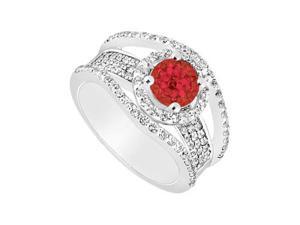 July Birthstone Created Ruby Halo Engagement Rings in 14K White Gold 1.25 ct.tgw July Birthstone Created Ruby Halo Engagement Rings in 14K White Gold 1.25 ct.tgw