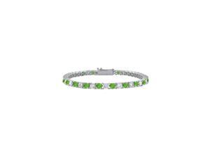 Peridot and Cubic Zirconia Prong Set 10K White Gold Tennis Bracelet 2.00 CT TGW Peridot and Cubic Zirconia Prong Set 10K White Gold Tennis Bracelet 2.00 CT TGW