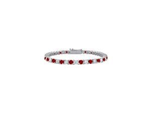 Garnet and Cubic Zirconia Prong Set 10K White Gold Tennis Bracelet 2.00 CT TGW Garnet and Cubic Zirconia Prong Set 10K White Gold Tennis Bracelet 2.00 CT TGW
