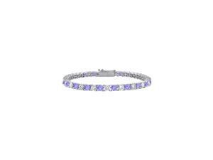 Created Tanzanite and Cubic Zirconia Prong Set 10K White Gold Tennis Bracelet 2.00 CT TGW Created Tanzanite and Cubic Zirconia Prong Set 10K White Gold Tennis Bracelet 2.00 CT TGW