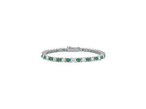 Created Emerald and Cubic Zirconia Prong Set 10K White Gold Tennis Bracelet 2.00 CT TGW Created Emerald and Cubic Zirconia Prong Set 10K White Gold Tennis Bracelet 2.00 CT TGW