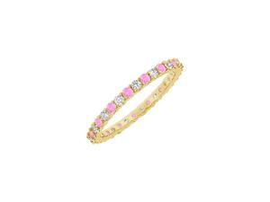 Pink Sapphire and CZ Bangle in 18K Yellow Gold Vermeil Pink Sapphire and CZ Bangle in 18K Yellow Gold Vermeil
