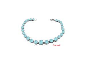 Sterling Silver Created Aquamarine Prong Set Bracelet March Birthstone Jewelry Sterling Silver Created Aquamarine Prong Set Bracelet March Birthstone Jewelry