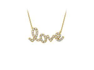 Beautifully Designed Cubic Zirconia and 18K Yellow Gold Vermeil Love Pendant with Free Chain Beautifully Designed Cubic Zirconia and 18K Yellow Gold Vermeil Love Pendant with Free Chain
