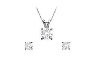 Natural Diamond Earrings Pendant Set in 14K White Gold Natural Diamond Earrings Pendant Set in 14K White Gold